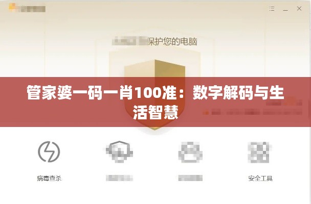 管家婆一码一肖100准:数字解码与生活智慧