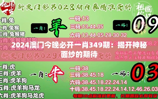 2024澳门今晚必开一肖349期:揭开神秘面纱的期待